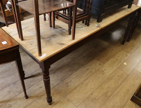 A 19th century farmhouse kitchen table, W.190c,